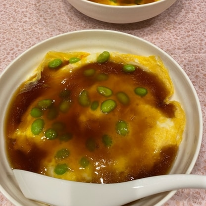 ねぎの代わりに枝豆を入れました。あんが少し塩っぱくなってしまいましたが、ご飯に絡んで食べやすく、お腹いっぱい食べられました！夫も喜んで食べてくれました。感謝！